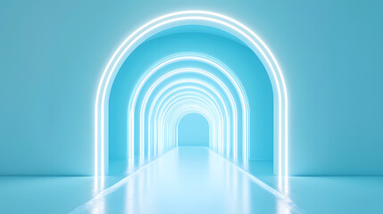 Fototapeta premium Abstract Light Blue Archway Tunnel