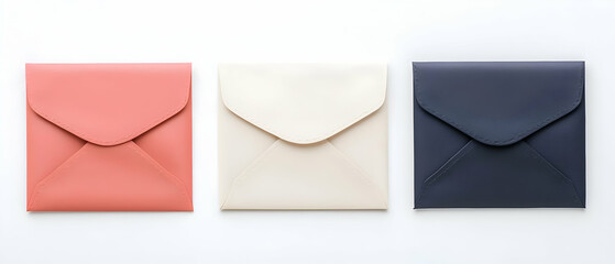 Three Colorful Envelopes On White Background