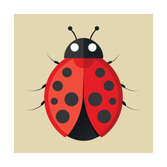 Fototapeta premium A colorful vector illustration of a stylized red ladybug isolated on a beige background