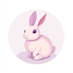 Fototapeta premium Adorable Pink Bunny Rabbit Logo Design Simple, Cute, and Abstract Illustration