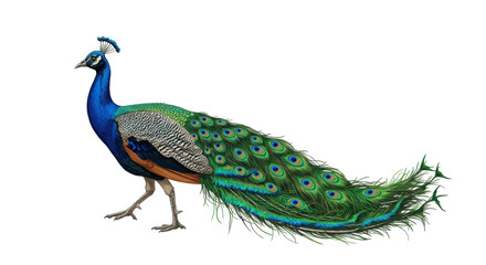 Fototapeta premium Peafowl Isolated on Transparent PNG Background, peafowl, peacock, pavo , cristatus, bird