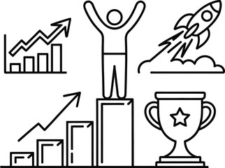 Success & Growth Line Icon Set