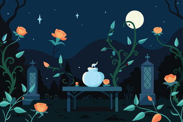 Naklejka premium halloween night scene