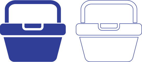 Shopping basket, gift basket, Grocery Basket, Foods and frits icon set. Shopping cart vector collection isolated on transparent background. Design element for buying retail web and app.