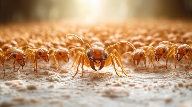 Close-up red ant army, red ant macro attack scene, red ant macro battle, close-up red ant macro, red ant army on the move, red ant macro attack
