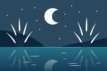 moon and stars on the sky