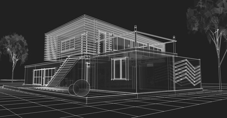modern residential building 3d illustration