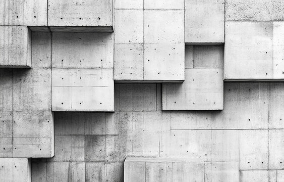Monochromatic concrete blocks showcasing modern architectural facade design