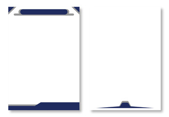 Two abstract letterhead designs, with simple page templates with blue and grey abstract geometric accents on a clean white background. Modern and attractive design elements. 