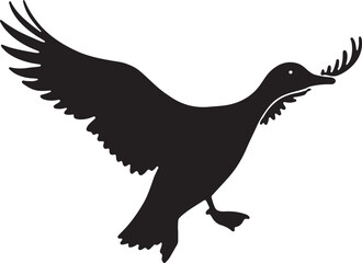 Fototapeta premium Flying Duck Silhouette Clipart Set 