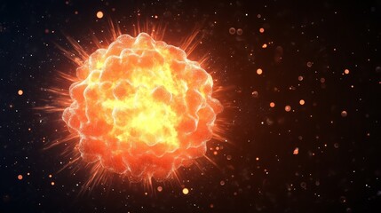 Fototapeta premium Fiery Cosmic Explosion Glowing Brightly in Dark Space Intense Energy Burst Abstract Background