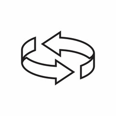 Two arrow spin icon template. Recycle round sign, circle refresh or restart, thin line symbol on white background