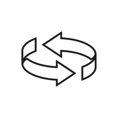 Two arrow spin icon template. Recycle round sign, circle refresh or restart, thin line symbol on white background