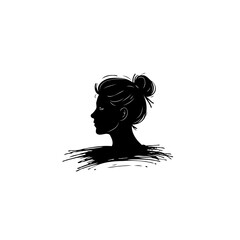 Elegant silhouette of a woman with a stylish updo against a clean background