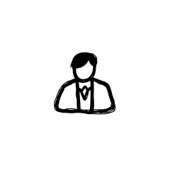 Doodle illustration showcasing a simple figure with formal attire, isolated