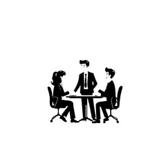 Monochrome depiction of a corporate meeting showcasing business interactions