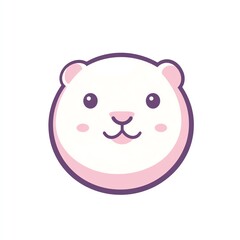 Obraz premium Adorable Capybara Face, Round Logo Design. Simple, Cute, and Abstract Illustration of a Happy Capybara.