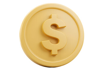 Obraz premium Golden Dollar Coin 3D Render Transparent Background Finance Wealth Currency Money