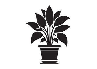 House plant in a pot doodle Silhouette Vector