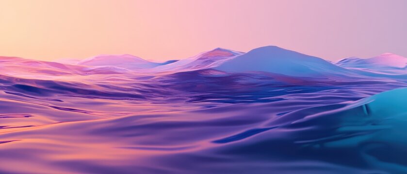 Vibrant abstract landscape with colorful waves reflecting sunlight at sunset, serene ocean scenery, calming nature imagery for relaxation and inspiration.