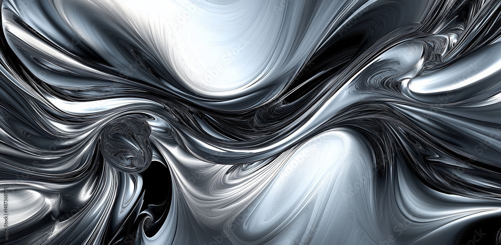 Fototapete a grayscale background with swirling lines and organic shapes, evoking the fluidity of liquid light 