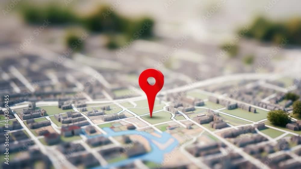 Poster navigating the unknown: a captivating image of a map with a conspicuous red pin, symbolizing the pow