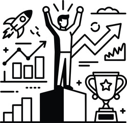 Success & Growth Line Icon Set