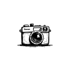 Retro camera drawing with expressive lines evoking nostalgia for analog photography