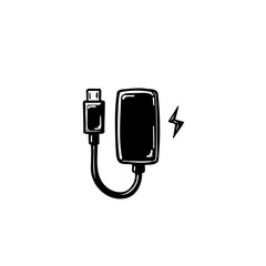 Stylized illustration of a USB-C charging adapter with electrifying design