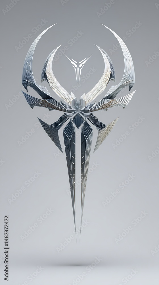 Poster futuristic emblem design with metallic gradients and sharp geometric structures