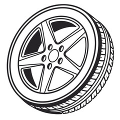 Tire icon vector on white background. Adobe Illustrator Artwork