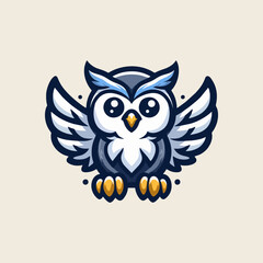 Owl Mascot Cute Owl Character Animal Mascot Logo Vector Owl Illustration Funny Cartoon Owl Design for T Shirt Brand Identity Print Merchandise Sticker Badge Kids Mascot Art Flat Owl Clipart