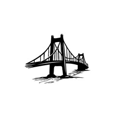 Stylized bridge silhouette over water conveying connection and architectural elegance