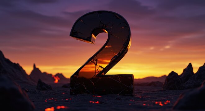 Number Two at Sunset in a Volcanic Landscape