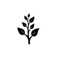 Minimalistic botanical illustration of a sprouting plant with budding leaves