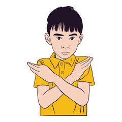Protest Boy Crossing Arms