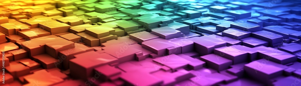 Poster colorful abstract design of overlapping cubes.