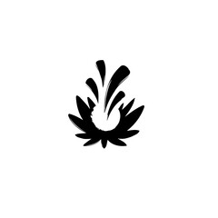 Stylized abstract botanical emblem with fluid design elements on white