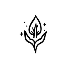 Elegant botanical depiction with ethereal spark accents in minimalist design