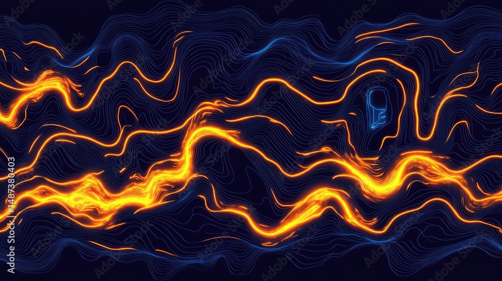 Poster abstract digital artwork displaying flowing lines of vibrant color.
