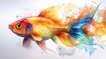 Vibrant goldfish in watercolor style