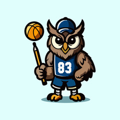 Fototapeta premium Owl Mascot Vector Illustration Cute Owl Character Animal Mascot Logo Cartoon Owl Funny Owl Head Creative Mascot Night Bird Wildlife Design for Merchandise Sticker T Shirt Emblem Print Badge