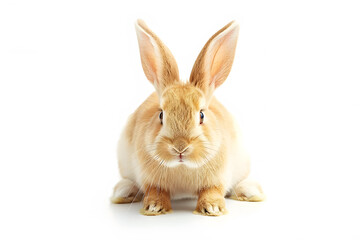 Fototapeta premium Cute orange bunny rabbit on white background