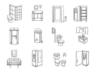 contemporary isolation room line art vector illustration