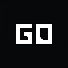 Professional elegant latest artistic letter GO OG logo icon black and white color