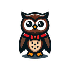 Owl Mascot Cartoon Character Vector Design for Logo Illustration Animal Clipart Emblem Badge Wildlife Symbol Cute Adorable Funny Forest Icon Creative Branding Decorative Art Print Template