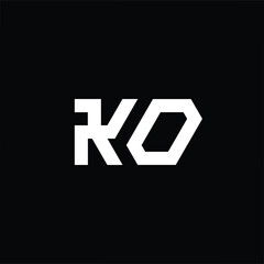 Professional elegant latest artistic letter KO OK logo icon black and white color