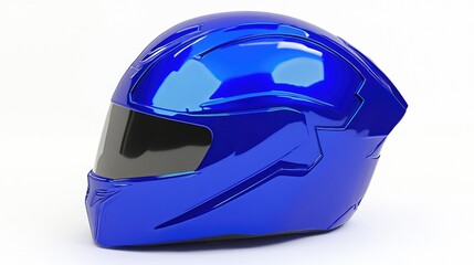 Fototapeta premium Blue engineer helmet with sleek design and smooth texture placed neatly on white backdrop