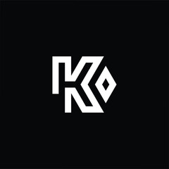 Professional elegant latest artistic letter KO OK logo icon black and white color