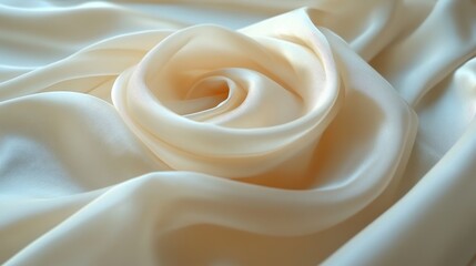 Obraz premium Cream Colored Silk Fabric Draped in a Rose like Pattern